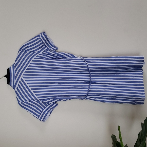 Loft blue and white button down waist tie short sleeve shirt dress. Sz Medium - Picture 9 of 9